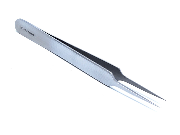 -JF5 Premium High Precision Jeweler Style Forceps #5 Tweezers, Fine Point Tips, Stainless Steel, 4.5'' L
