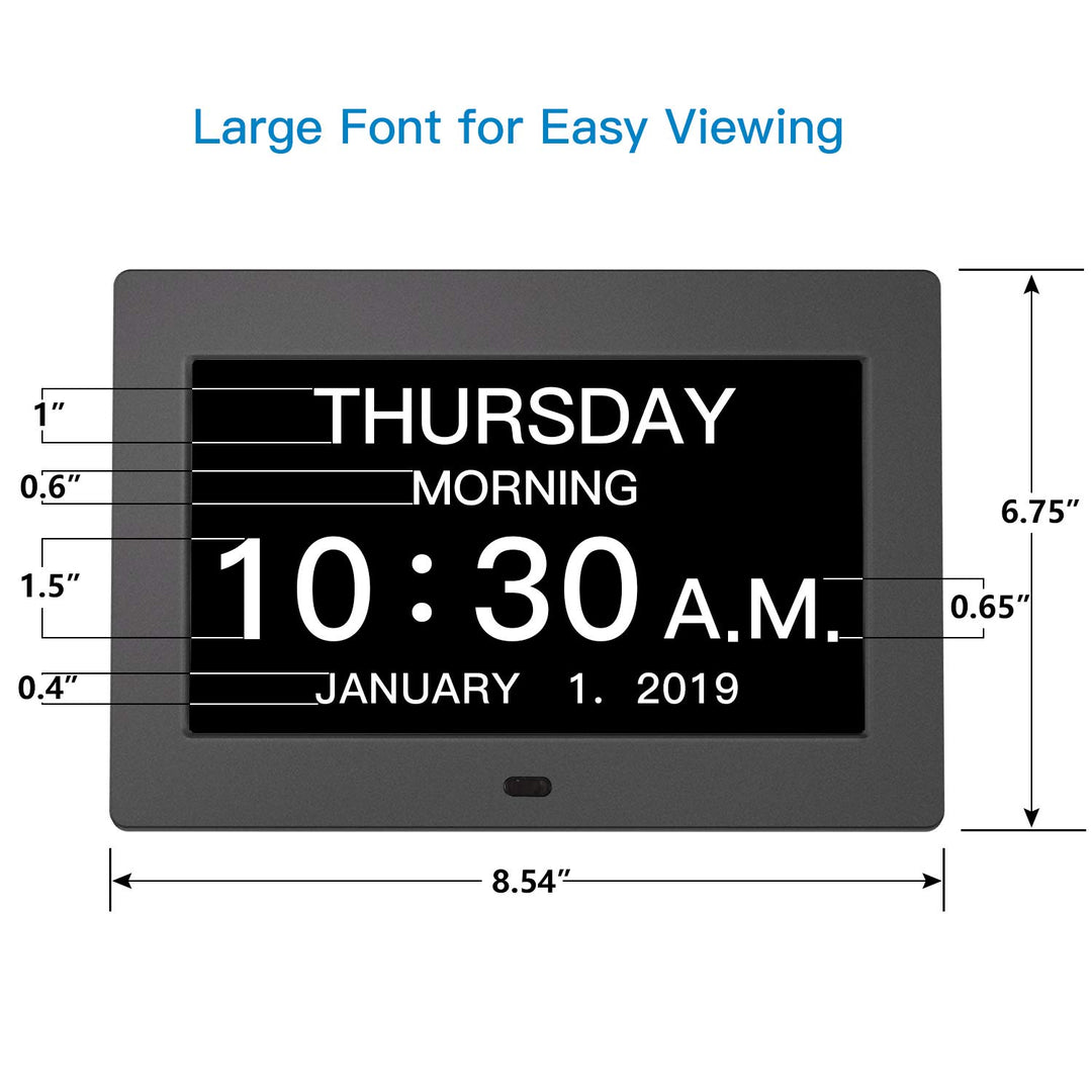 Day Clock Premium Digital Alarm Clock with Extra Large LCD Screen ,Electronic Wall Clock & 5 Alarm Options,Perfect for Seniors