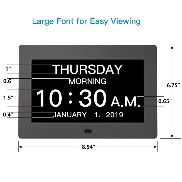 Day Clock Premium Digital Alarm Clock with Extra Large LCD Screen ,Electronic Wall Clock & 5 Alarm Options,Perfect for Seniors