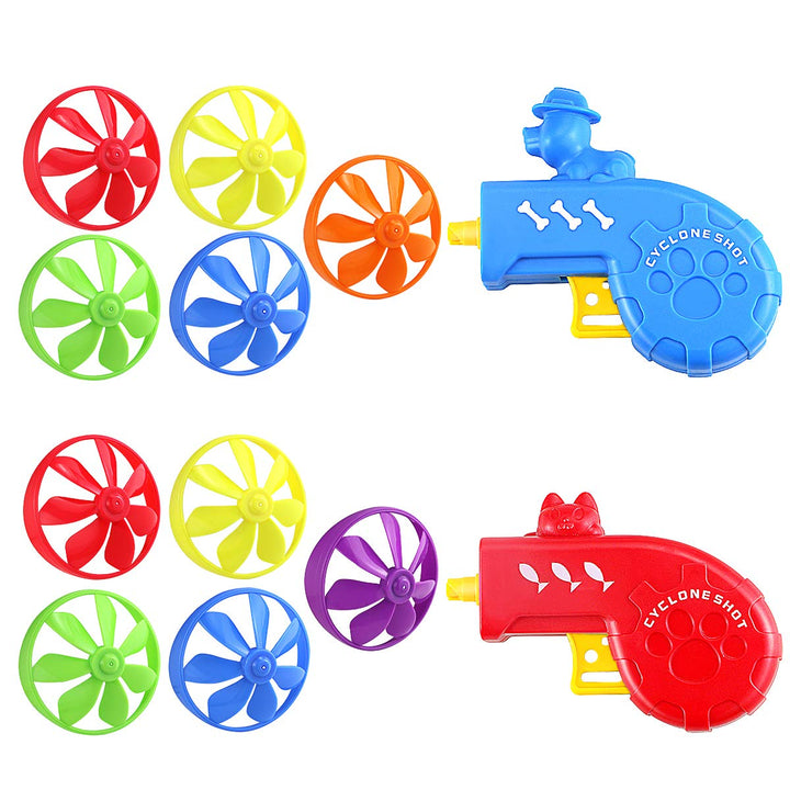 2 Pack Cat Fetch Toy,Fun Interactive Dog Cat Kitten Tracks Toy with 5 Colors Flying Propellers for Pet Training Exercise,Hunting,Chasing,Batting