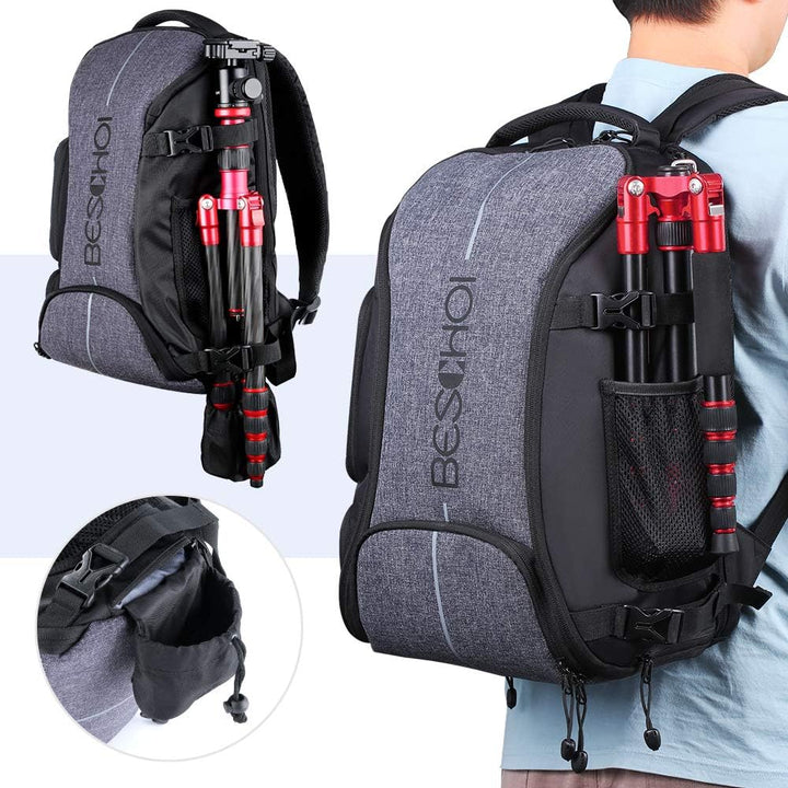 Waterproof Photography Backpack With Tripod Strap and Rain Cover - Large Capacity Rucksack for DSLR, Speedlite, Camera Tripod, Laptops, Lens and Accessories