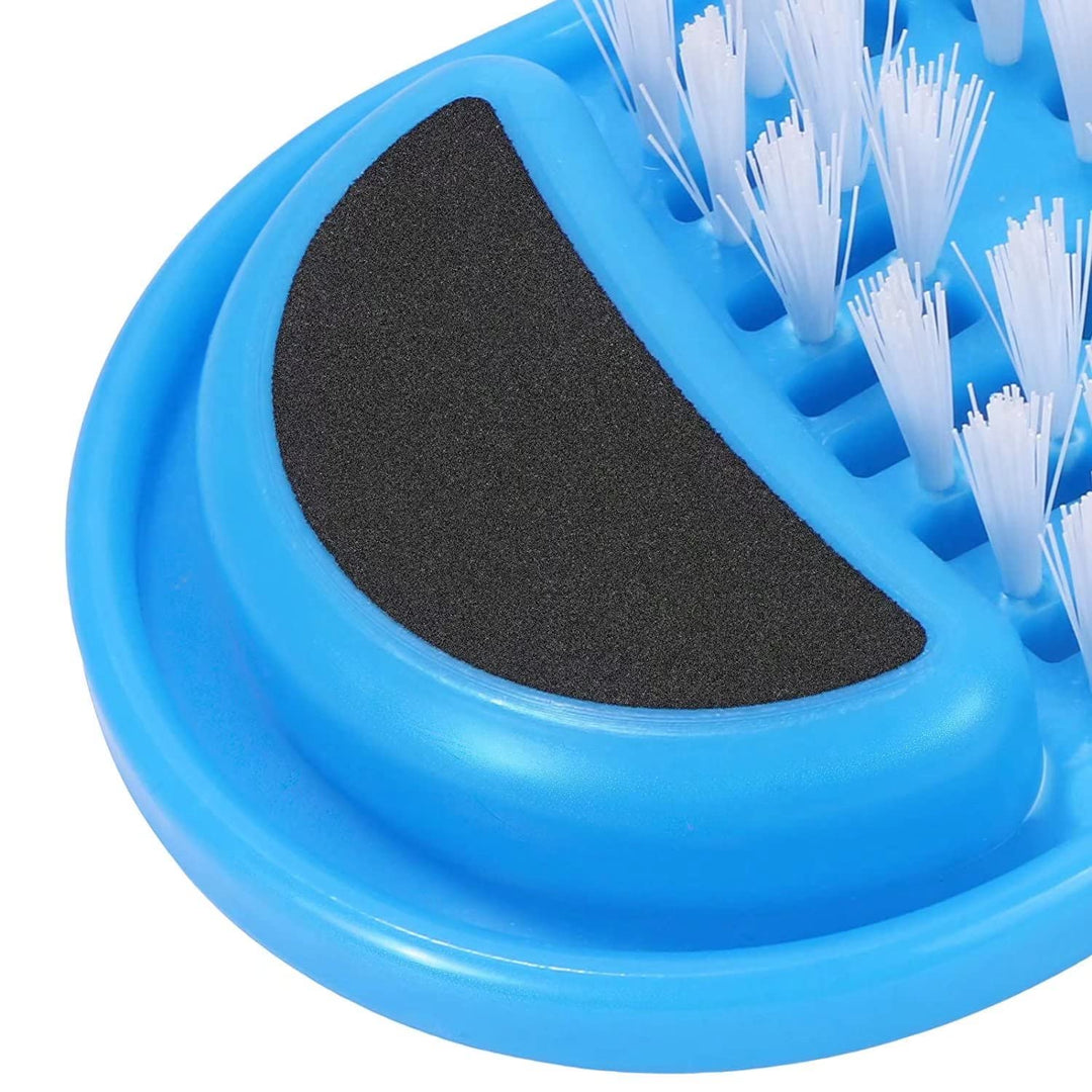 Kissbuty Magic Feet Cleaner Simple Foot Scrubber Feet Shower Spa Easy Feet Cleaning Brush Exfoliating Foot Massager Slipper, Blue