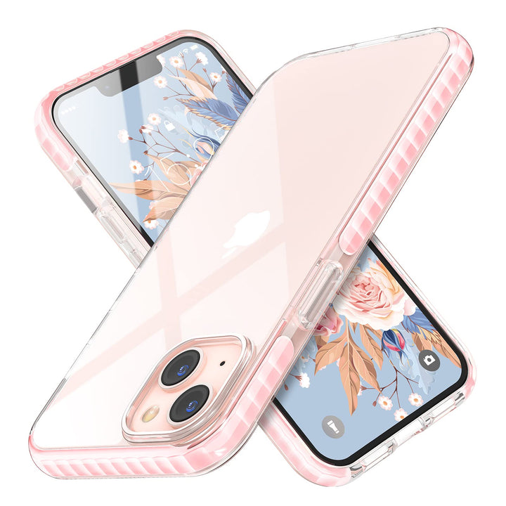 Compatible with iPhone 13 case Clear Thin Slim Crystal Transparent Cover Shockproof Bumper Case for iPhone 13 6.1 2021(Pink)