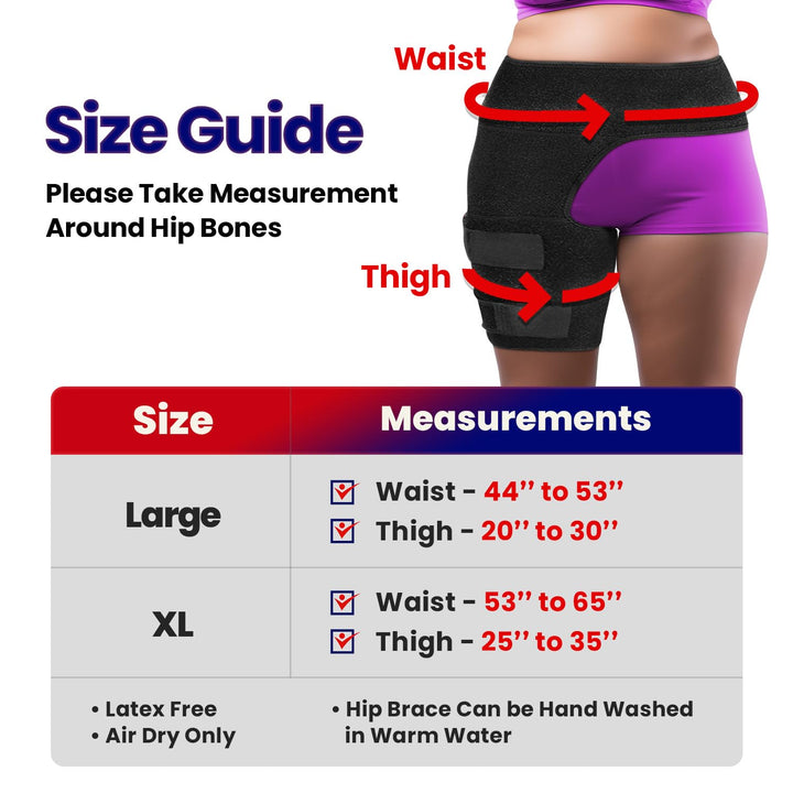 Plus Size Hip Brace Thigh Compression Sleeve | Hip Sciatica Pain Relief Device Brace | Hamstring Groin Compression Sleeve Wrap | Sciatic Nerve Relief | Hip Support Brace for Women & Men | X-LG / LEFT