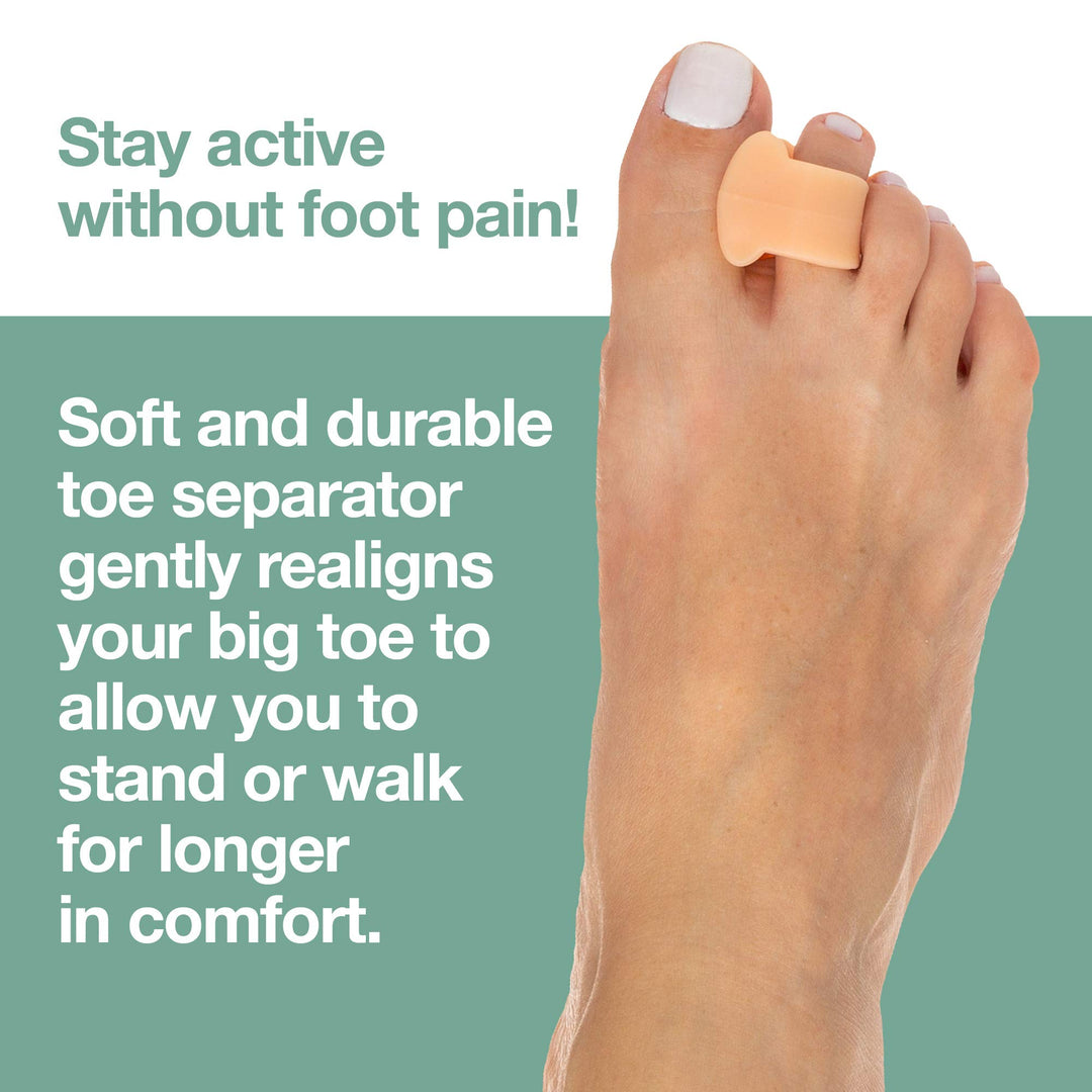 Pack of 4 Toe Separators and Spreaders for Relieving Pain Associated with Bunions Overlapping Toes and Toe Drift (Beige)