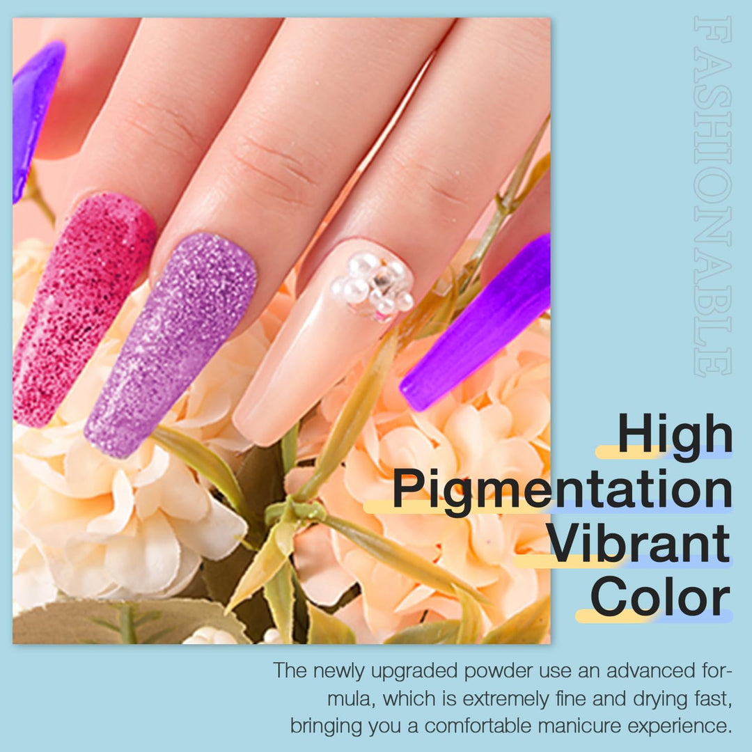 33 Pcs Quick Dry Dip Powder Nail Kit Starter 24 Colors Dipping Powder Set Nude Pink Purple Red Glitter New Advanced Formula Gift Set RE14