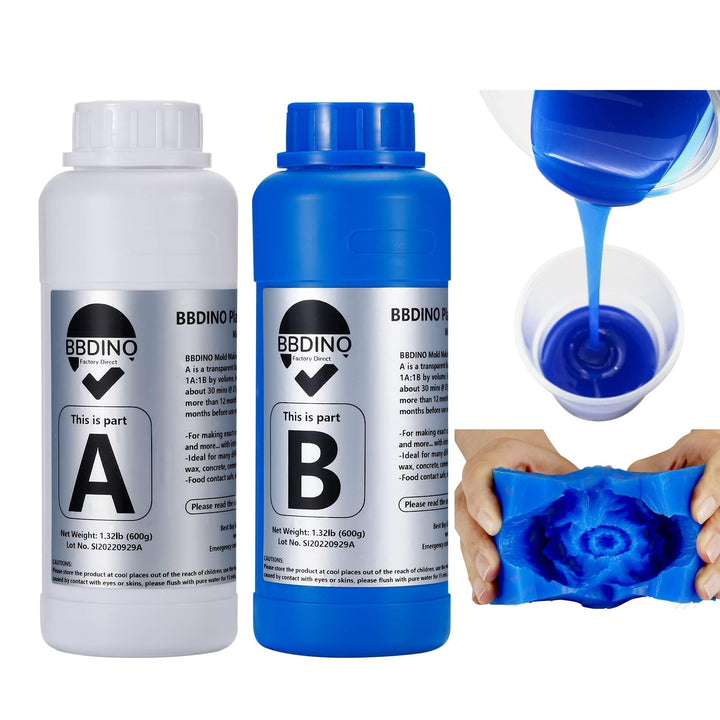 Silicone Mold Making Kit 42 Oz, 30A Liquid Silicone for Mold Making, Fast Cure Mold Making Silicone Rubber, 1:1 Ideal for Casting Resins Molds & Silicone Molds Sapphire Blue