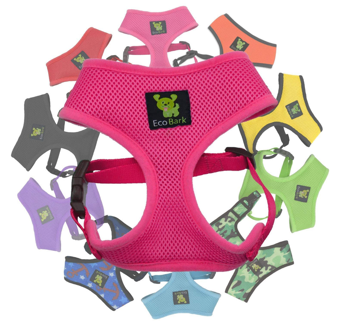 Dog Harness - Max Comfort Luxurious Soft Mesh - Over The Head No Pull & No Choke Halter Harness Vest - Eco-Friendly Body Harness for Puppy, Toy Breeds, Small & Medium Dogs (Medium, Pink)