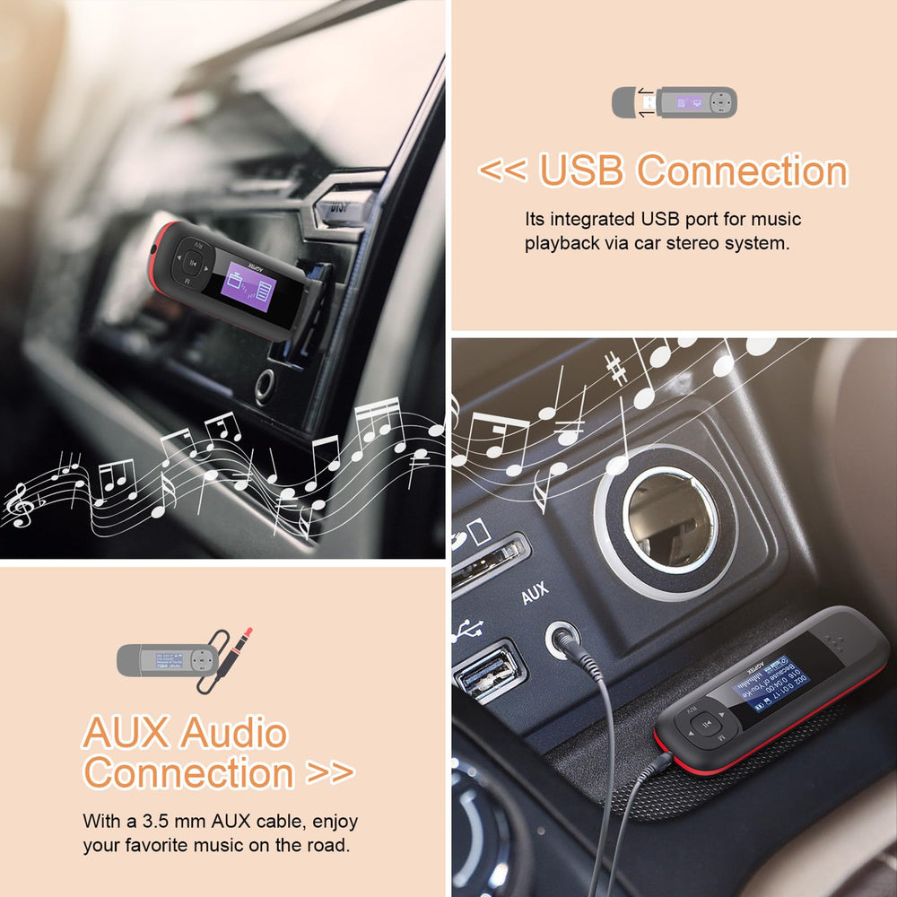 U3 USB Stick Mp3 Player, 8GB Music Player Supports Replaceable AAA Battery, Recording, FM Radio, Expandable Up to 128GB, Black