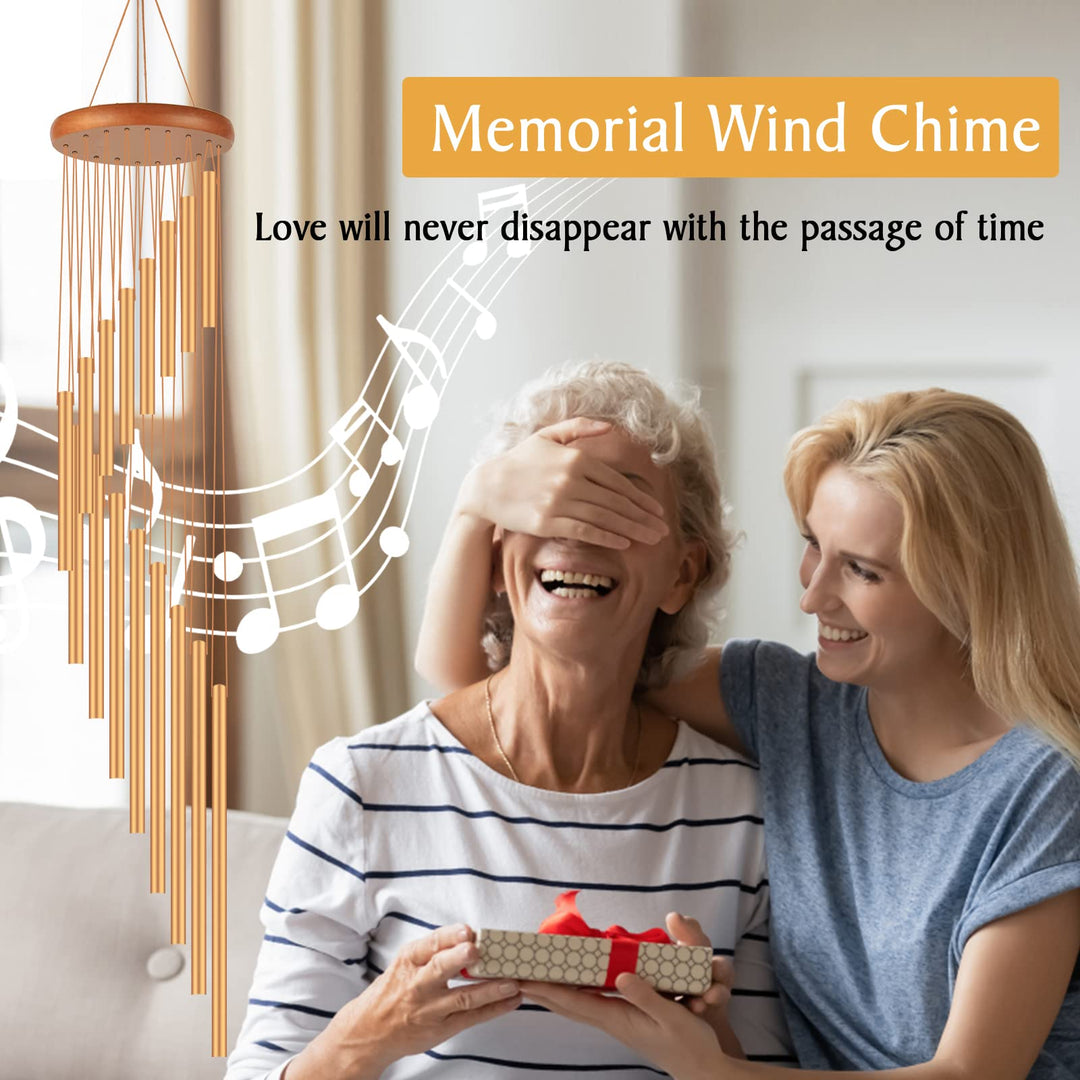 Sympathy Wind Chimes Outdoor, Large Chimes Garden Patio Decor, Memorial Wind Chimes with 18 Elegant Metal Tubes for Loss of Loved Ones Unique Gift for Friends Children Lovers Yard Home Balcony Porch