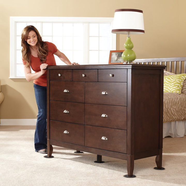 3 1/2 and 5 Reusable 2-in-1 Furniture Carpet Sliders with Hardwood Socks - Slide Items Easily Without Damage Across Any Surface, Beige (8 Pieces)