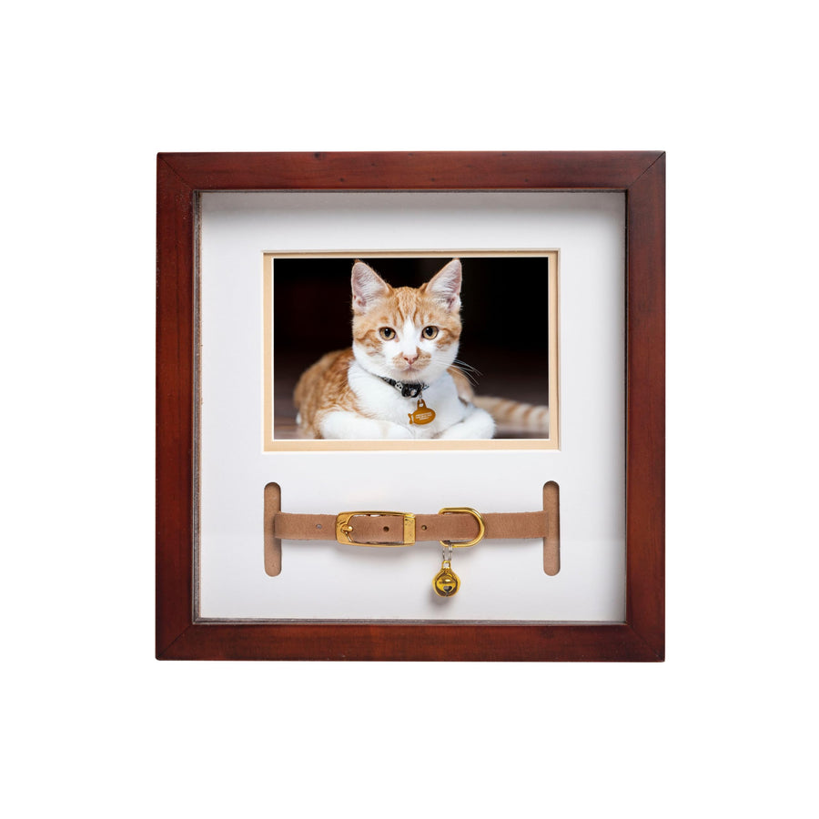 Pet Collar Keepsake Frame - Dual Display Memorial Keepsake for Cat & Dog Collars, Wall Mount or Tabletop, Ideal Gift and Home Decor for Pet Owners, 3 x 4.5 Photo Insert, Espresso