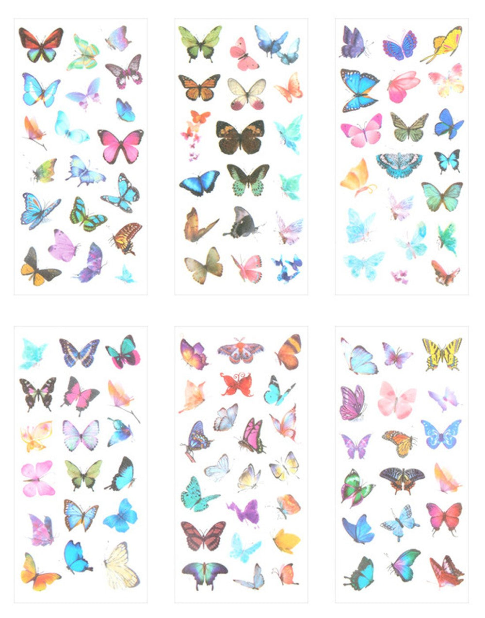 Washi Planner Sticker, Decorative Adhesive Sticker, Craft Scrapbooking Sticker Set for Diary, Album, Notebook 12 Sheets/Pack (Butterfly)