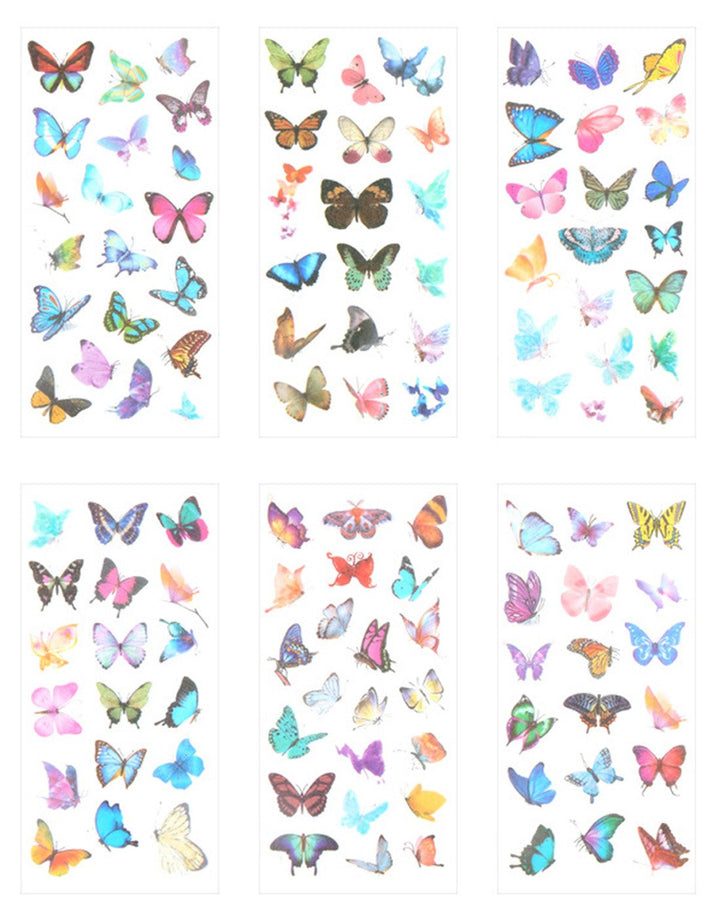 Washi Planner Sticker, Decorative Adhesive Sticker, Craft Scrapbooking Sticker Set for Diary, Album, Notebook 12 Sheets/Pack (Butterfly)