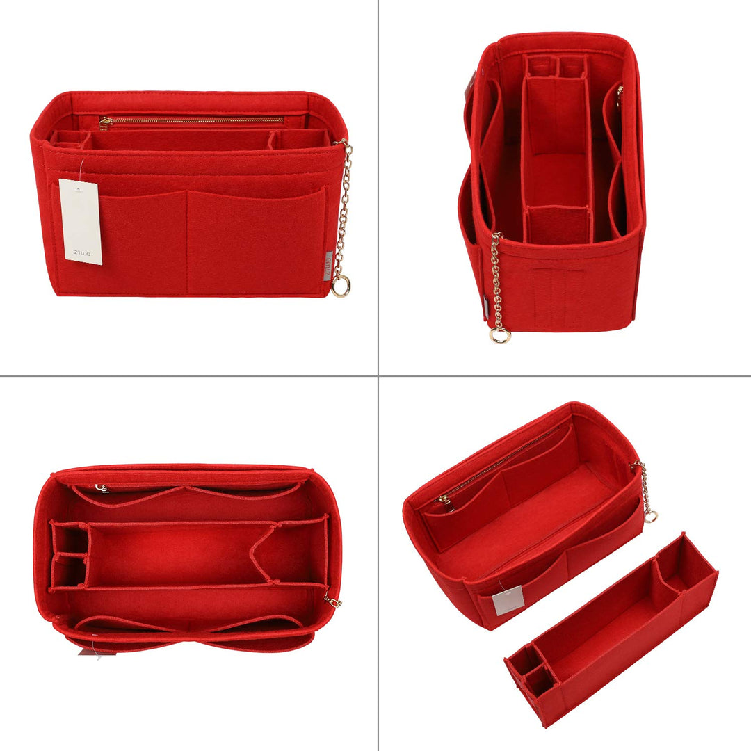 Purse Organizer Insert, Felt Purse Organizer with Zipper and Sewn Bottom Insert, Fit Speedy Neverfull Graceful,6 Sizes (Large, Red)