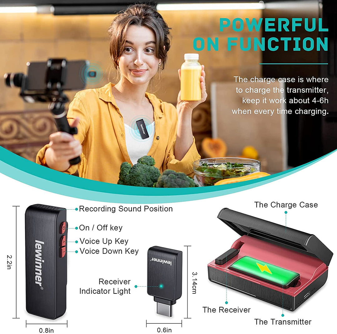 Wireless Lavalier Microphone with Charging Case - 2.4GHz Lapel Mic for iPhone iPad Android Computer Laptop TikTok YouTube Facebook Live Stream Vlog - Plug&Play/Noise Reduction…