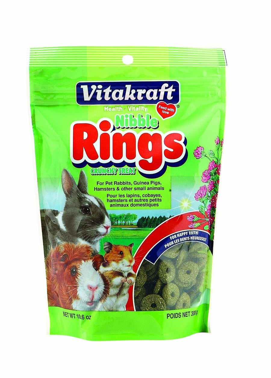 Nibble Rings Small Animal Treats - Crunchy Alfalfa Snack - For Rabbits, Guinea Pigs, Hamsters, and More