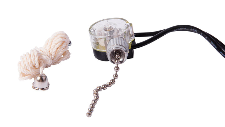 GSW-31 Electrical Pull Chain Switch, SPST, ON-OFF, 6 A/125V AC, 6 inch Wire Terminal, Nickel