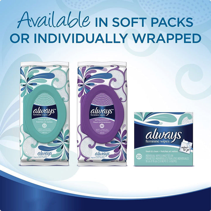 32 Piece Feminine Wipes, Fresh & Clean Scent, 0.498 Pound