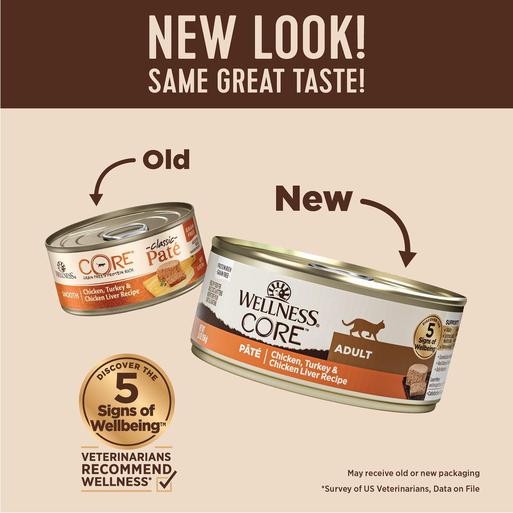 CORE Pate Adult Wet Cat Food, Natural, Protein-Rich, Grain Free, 5.5 Ounce, 24 Pack (Chicken, Turkey & Chicken Liver)