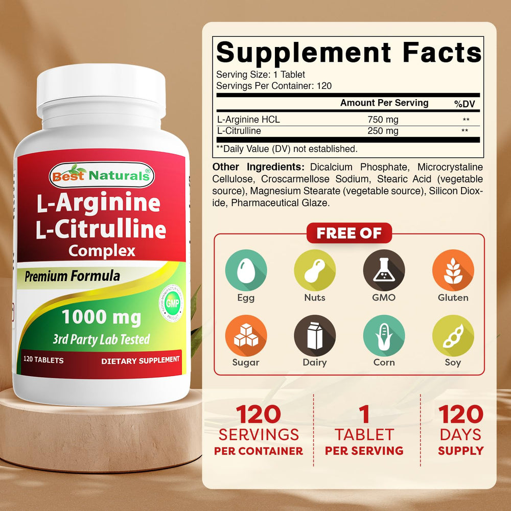 Arginine Citruline Complex 1000 Mg 120 Tablets