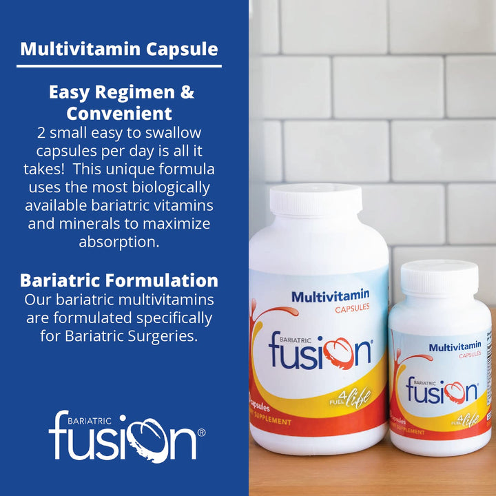 Bariatric Multivitamin Without Iron | Post Bariatric Surgery Patients | Iron Free Bariatric Vitamin for Gastric Bypass and Sleeve Gastrectomy | 60 Capsules | 1 Month Supply