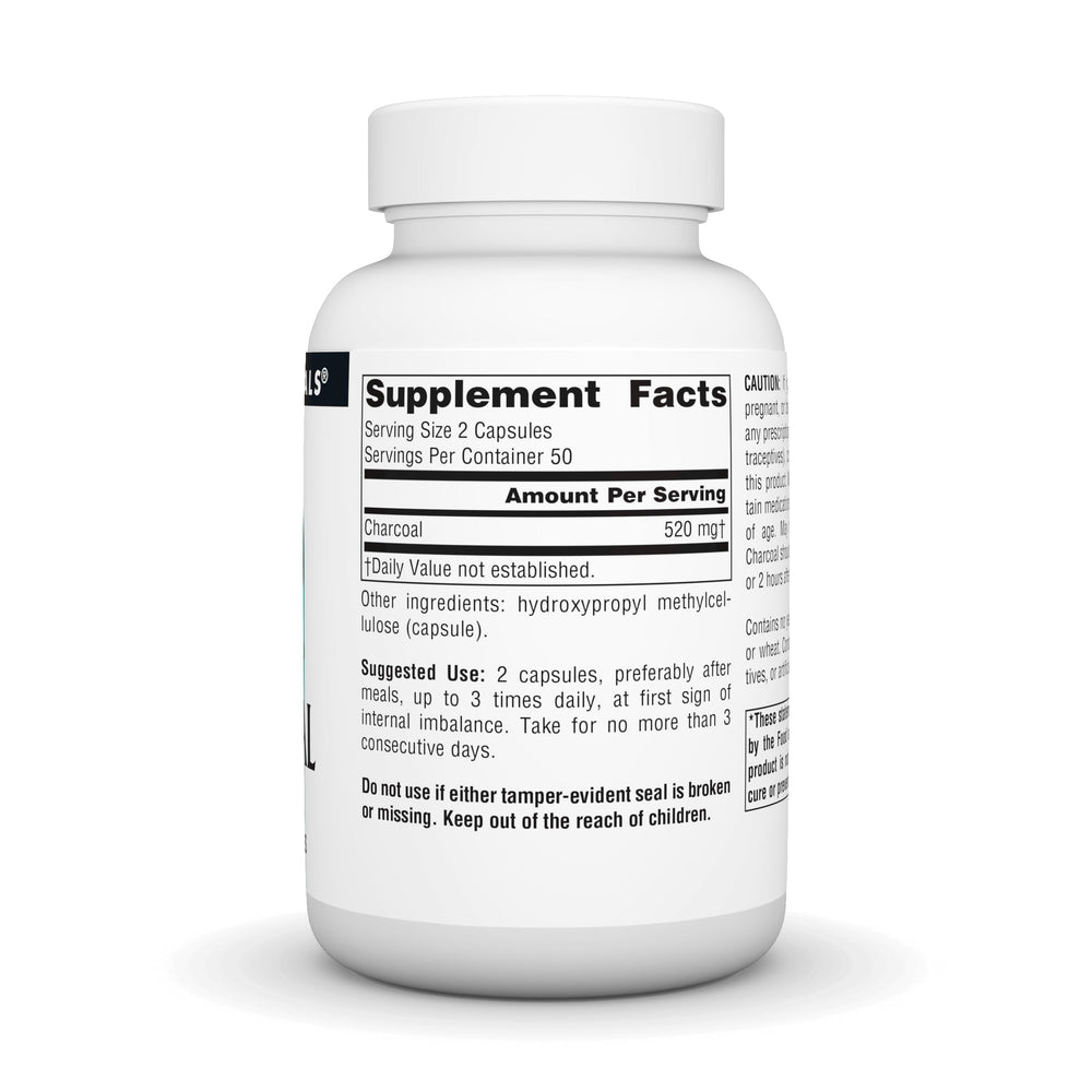 Charcoal - 100% Pure Activated, Digestive Aid - 100 Capsules