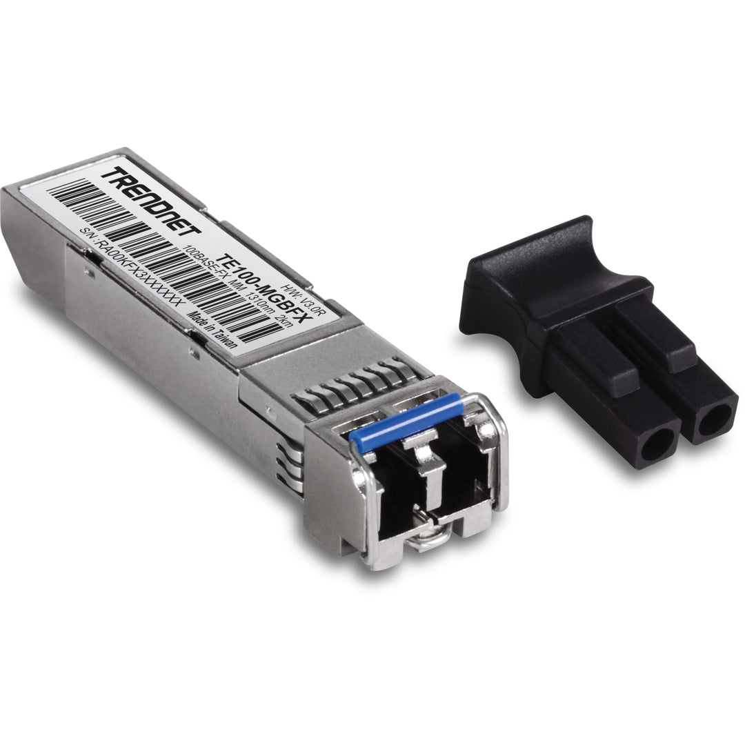 SFP to RJ45 100Base-FX Multi-Mode LC Module, TE100-MGBFX, Compatible with Mini-GBIC, Supports 1310 nm, Up to 155 Mbps, Hot-Pluggable, Up to 2 Km (1.2 Miles), Lifetime Protection