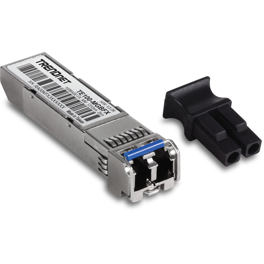 SFP to RJ45 100Base-FX Multi-Mode LC Module, TE100-MGBFX, Compatible with Mini-GBIC, Supports 1310 nm, Up to 155 Mbps, Hot-Pluggable, Up to 2 Km (1.2 Miles), Lifetime Protection