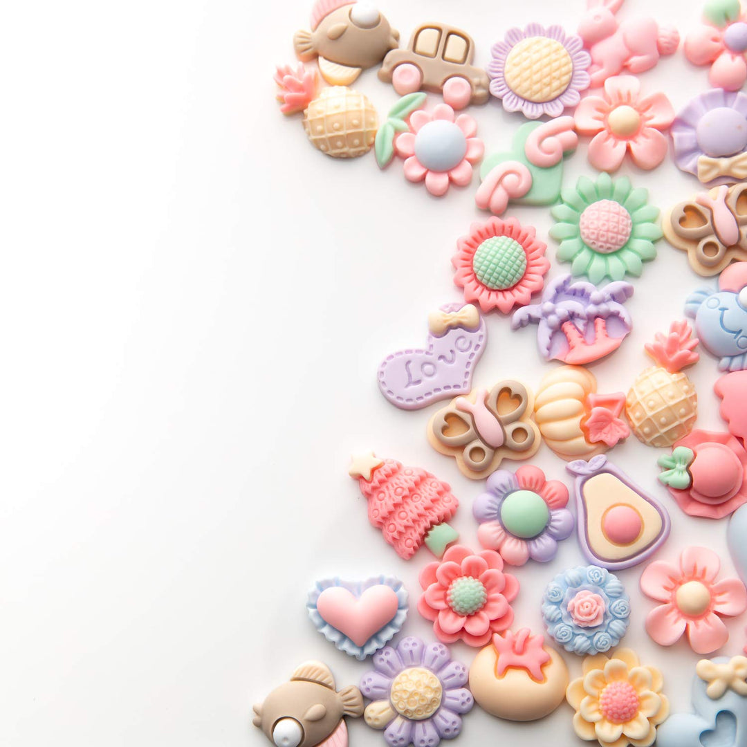 Slime Charms Cartoons Flowers Cute Set - Mixed Lot Assorted Cartoons Flowers Resin Flatback Cute Sets for DIY Crafts Making,Decorations,Scrapbooking,Embellishments,Hair Clip 25pcs