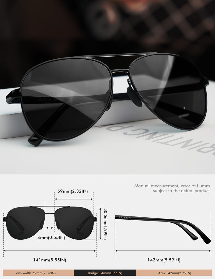 Aviator Sunglasses for Men Women Polarized - Silver Frame Blue Lens Mirrored Driving uv 400 Protection