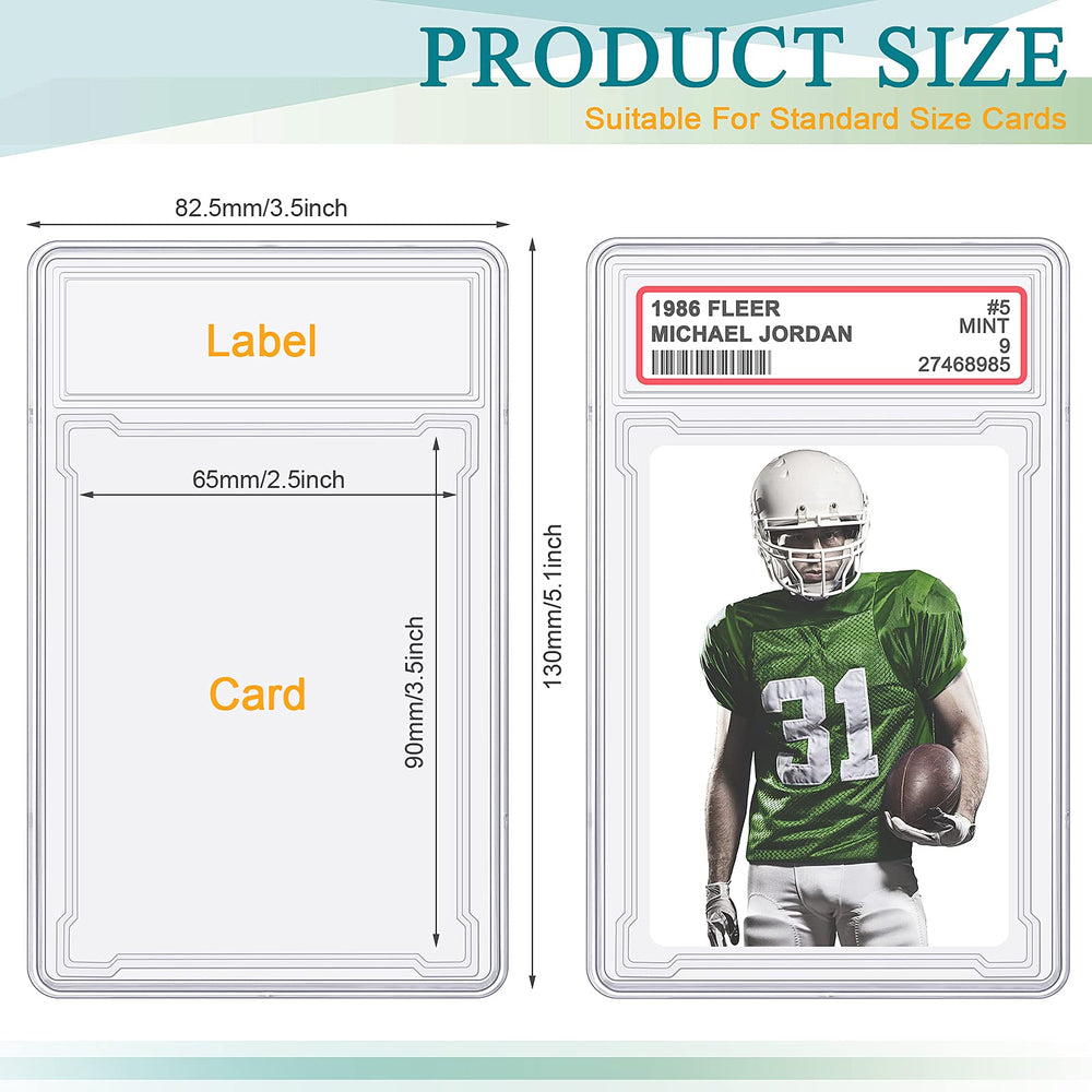 Trading Cards Protector Case Acrylic Clear Baseball Card Holders with Label Position Hard Card Sleeves Small Sturdy Storage Box for Card Standard Collector Sport Game Grade Card Case (6 Pieces)