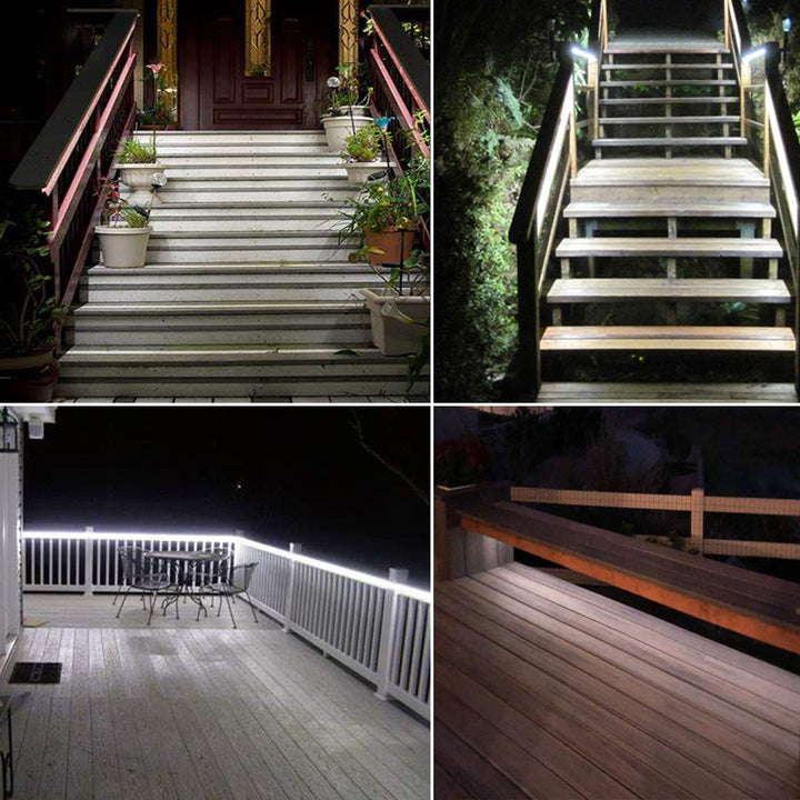 Upgraded Solar LED Strip Lights,180 LED 19.6FT Bright White Balcony Lights Solar Powered,8 Lighting Modes Waterproof Outdoor Lights for Christmas Terrace, Balcony, Stairs, Chicken Coop, Pergola Decor