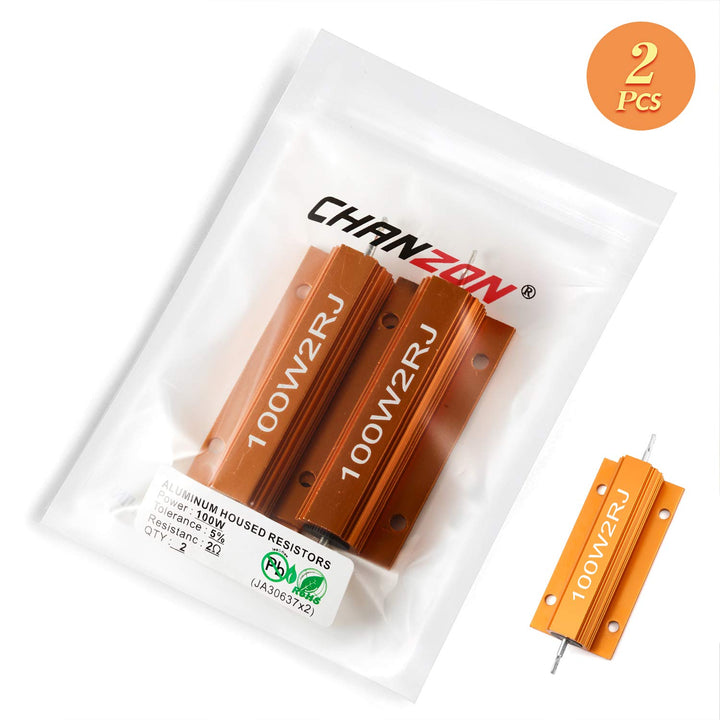 Chanzon 2pcs Wirewound Aluminum Shell Resistor 2 O ohm 100W ±5% Tolerance 2R Rohs Certified
