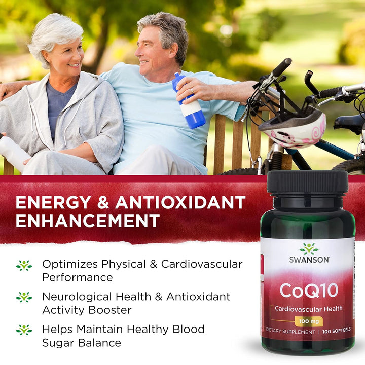 CoQ10 - Energy Antioxidant Support - Coenzyme Q10 Supplement - (100 Softgels, 100mg Each)
