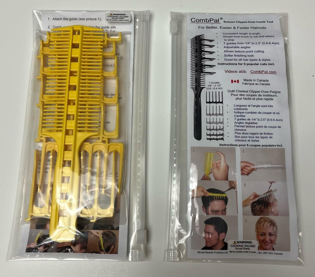 Scissor Clipper Over Comb Hair Cutting Tool - DIY Home Hair Cutting Guide Comb Set (Classic Set, Yellow)