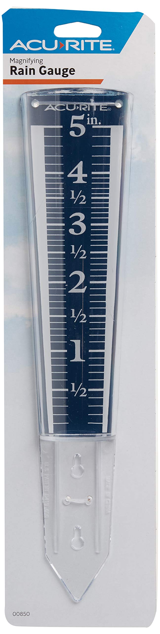 5 Capacity Easy-to-Read Magnifying Acrylic, Blue (00850A3) Rain Gauge