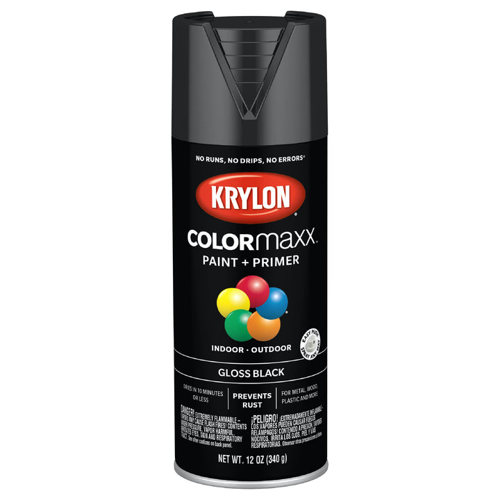12 oz K05505007 Black COLORmaxx Paint & Primer Spray Paint, Gloss