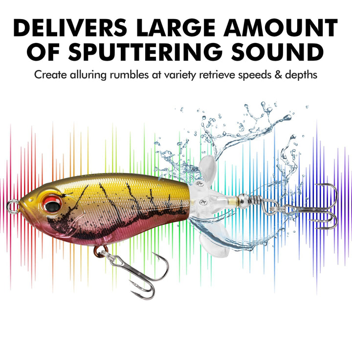 Top Water Fishing Lures with BKK Hooks, Whopper Fishing Lures for Freshwater or Saltwater, Floating Lure for Bass Catfish Pike, Fishing Wobble Surface Bass Bait Teasers Fishing Gifts for Men