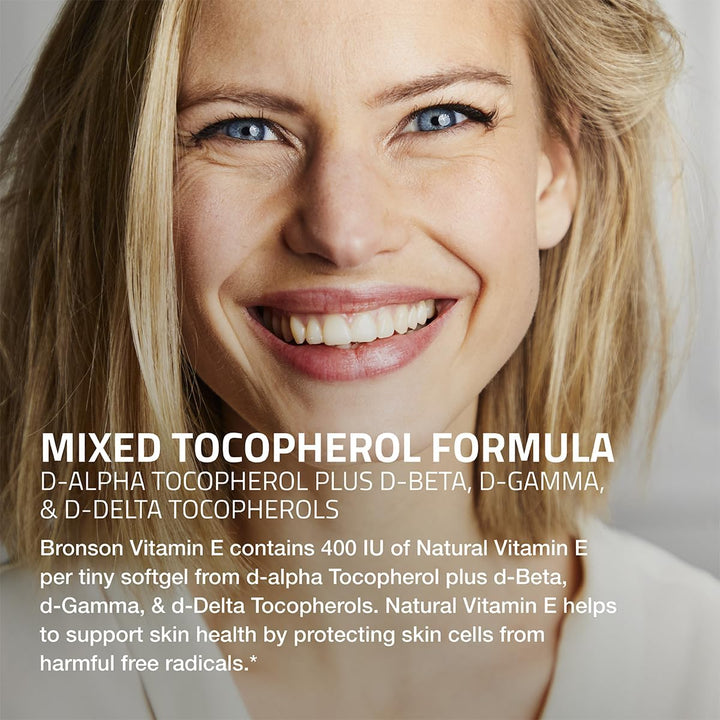 Natural Vitamin E Complex 400 I.U. Supplement (d-Alpha Tocopherol Plus d-Beta, d-Gamma, & d-Delta Tocopherols), Natural Antioxidant, 100 Softgels
