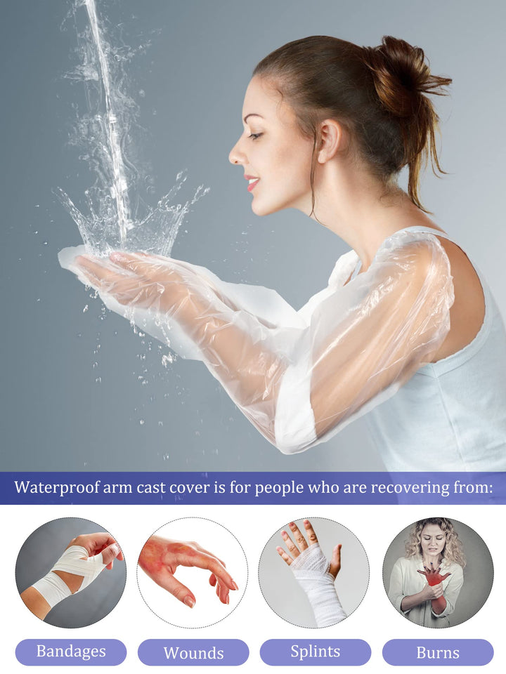 50 Pcs Waterproof Arm Cast Cover for Shower Bath, Arm Cast Sleeve Protector, Adult Long Cast Bandage Protector Bag Covers for Shower Broken Wound Arm Wrists Elbow (35.4 Inch)