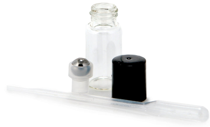 , 12, Clear, 3 ml Glass Roll-on Bottles with Stainless Steel Roller Balls - Dropper included