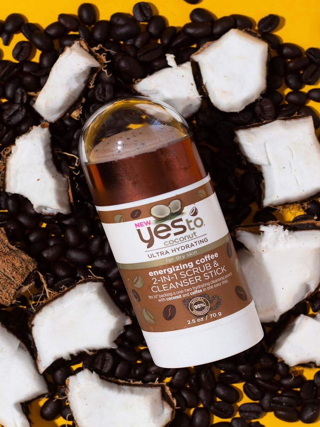 Coconut Coffee 2-In-1 Scrub & Cleanser Stick, Exfoliating & Cleansing Formula To Wash Away Dirt & Grime While Packing A Hydration Punch With Coconut Oil, Natural Vegan & Cruelty Free, 2.5 Fl Oz