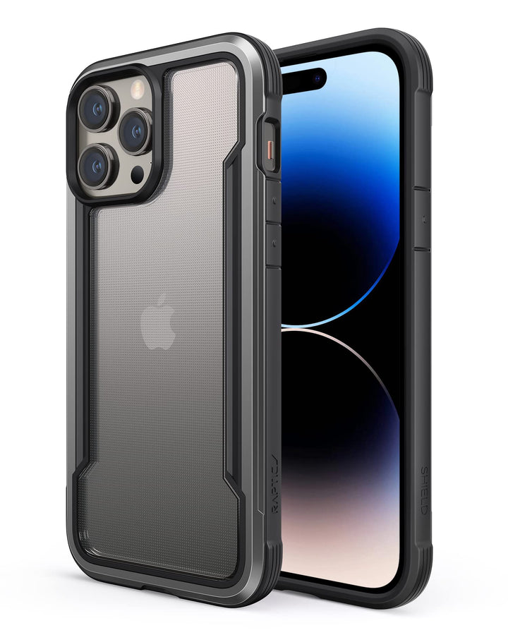 Shield for iPhone 14 Pro Max Case, Shockproof Protective Clear Case, Military Grade 10ft Drop Tested, Durable Aluminum Frame, Anti-Yellowing Technology Case, 6.7 inch, Black