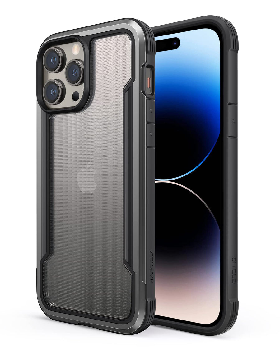 Shield for iPhone 14 Pro Max Case, Shockproof Protective Clear Case, Military Grade 10ft Drop Tested, Durable Aluminum Frame, Anti-Yellowing Technology Case, 6.7 inch, Black