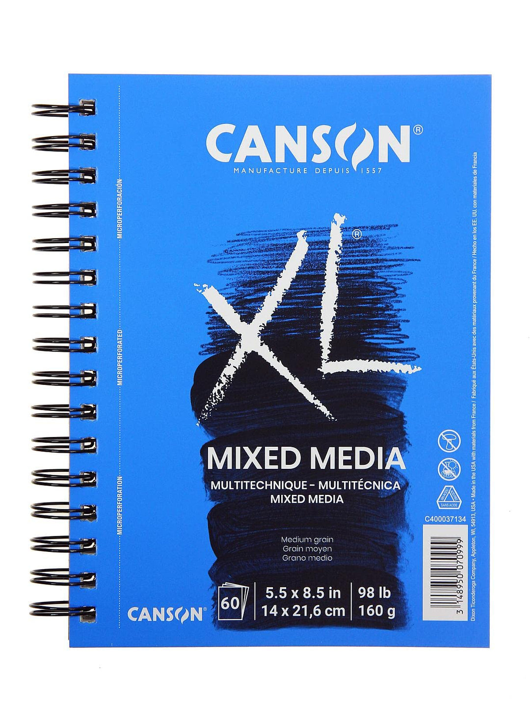 Canson XL Series Mixed Media Pad, Side Wire, 5.5x8.5 inches, 60 Sheets – Heavyweight Art Paper for Watercolor, Gouache, Marker, Painting, Drawing, Sketching