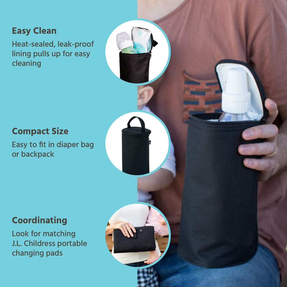Breastmilk Cooler Bag - Ice Pack Included - Insulated & Leak Proof Newborn Bottle Bag - Fits 1-2 Bottles - Bottle Bag for Daycare - Breastmilk Cooler Bag for Travel - Black