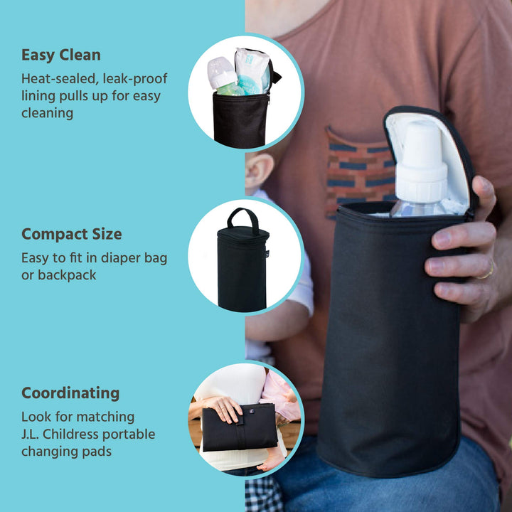 Breastmilk Cooler Bag - Ice Pack Included - Insulated & Leak Proof Newborn Bottle Bag - Fits 1-2 Bottles - Bottle Bag for Daycare - Breastmilk Cooler Bag for Travel - Black