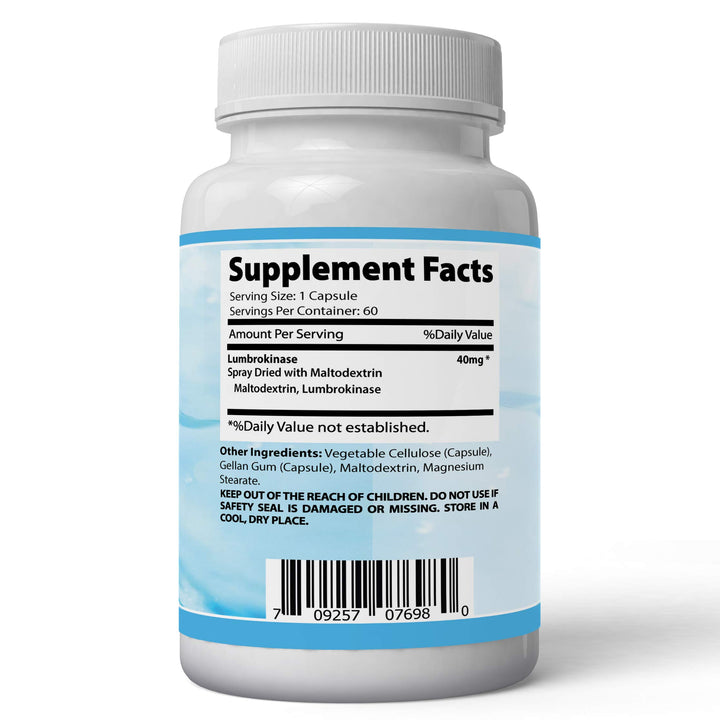 Lumbrokinase 40 mg 60 vegetable capsules supports healthy heart All natural Made in USA