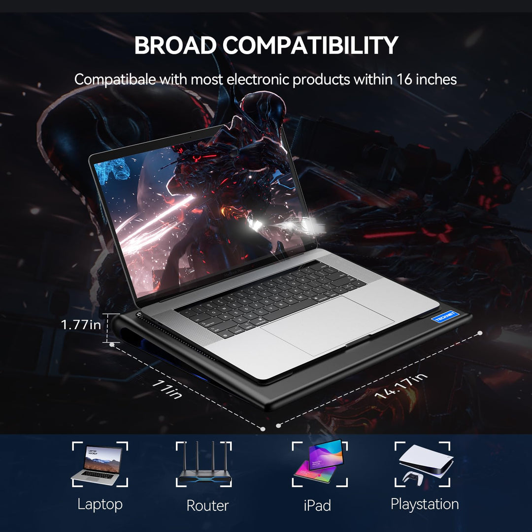 Laptop Cooling Pad, 12-15.6 Laptop Cooler, Gaming Laptop Cooling Stand, Wind Speed Adjustable, 2 USB Powered Laptop Fan Cooling Pad for Laptop Within 16 Inch (Blue)